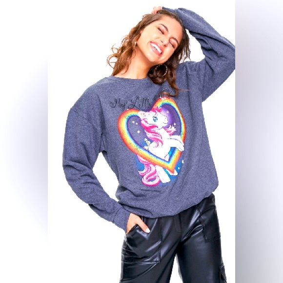 My Little Pony Retro Graphic Rainbow Heart Sweatshirt - Picture 1 of 5
